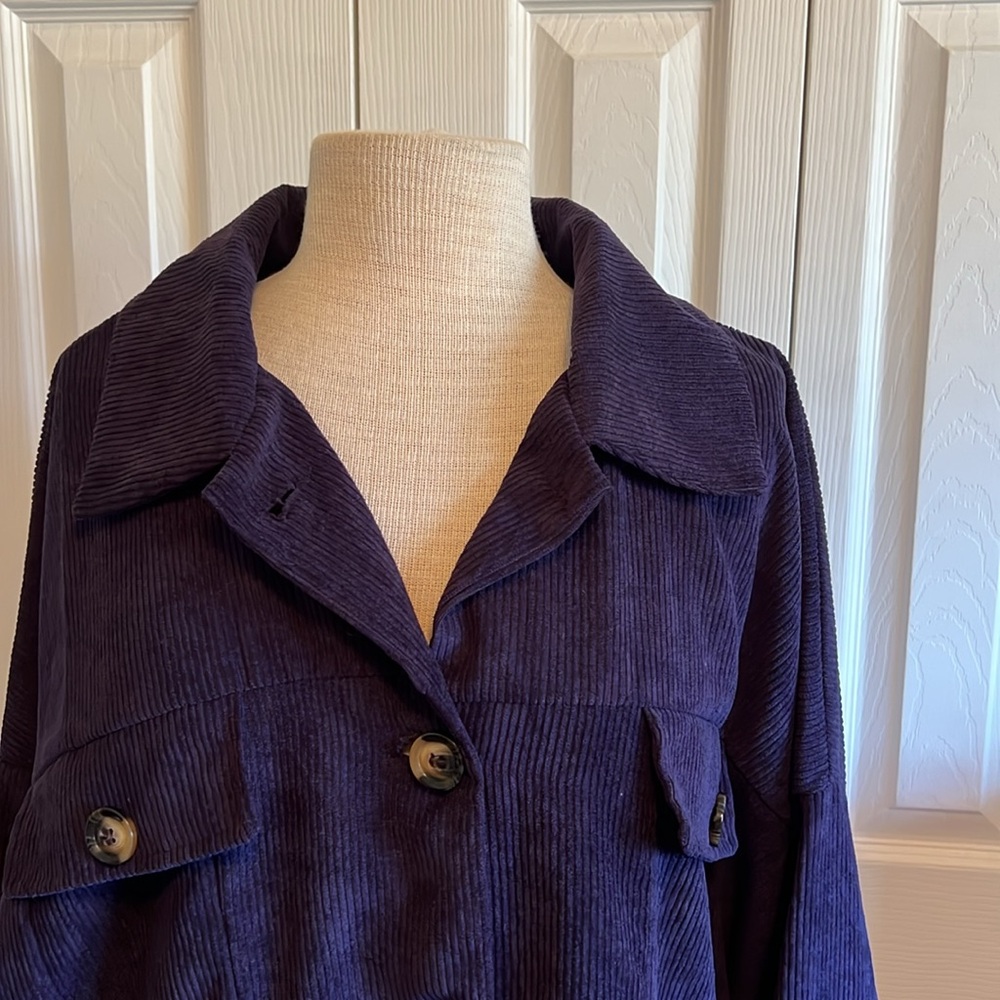 NWT LuLaRoe Navy Corduroy Button Down Berlin Style Jacket Size 3XL